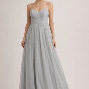 Crystal Doll Elegant Strapless Chiffon Gray Prom / Evening Dress